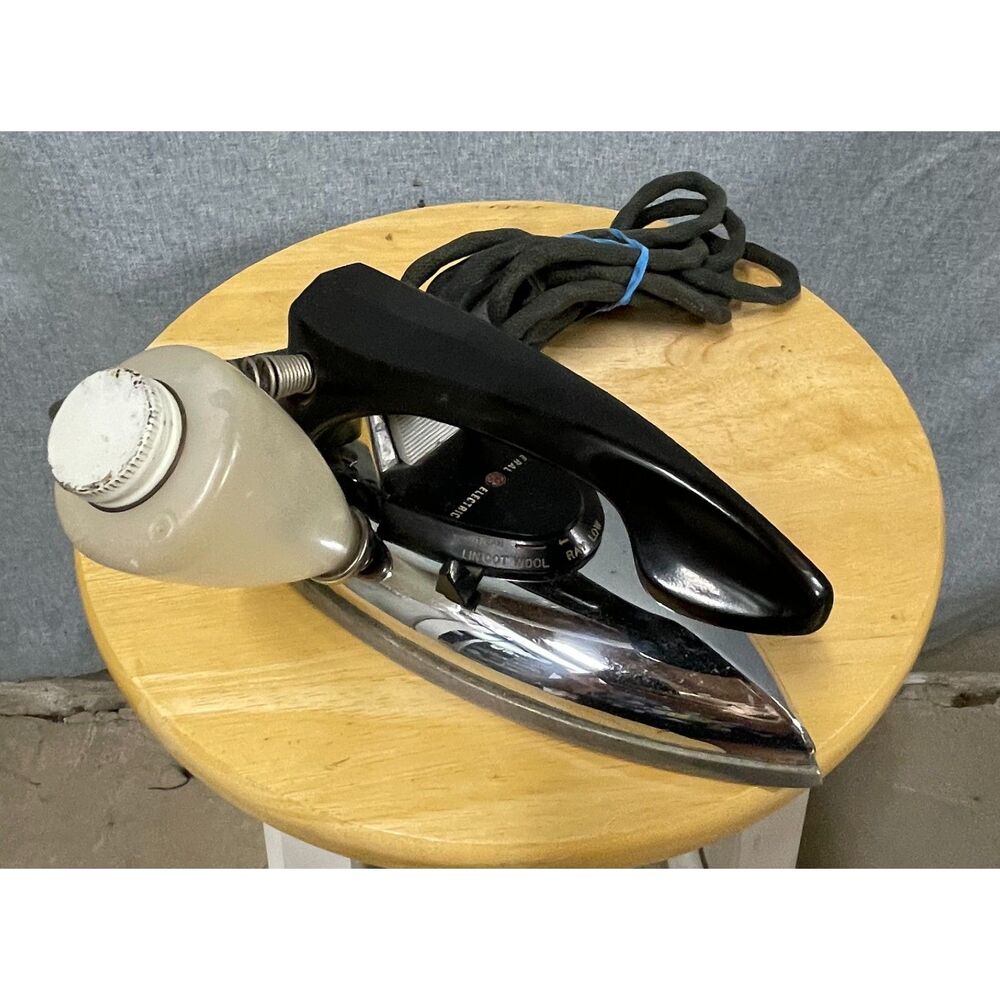 Vintage GE General Electric 17F29 Chrome Steam Iron Mid Century USA  WORKS 1950s